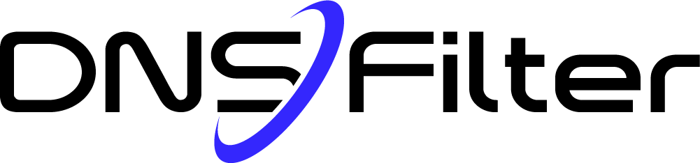 DNSFilter Logo-2023-Horizontal Logo - Dark - Blue Swoosh